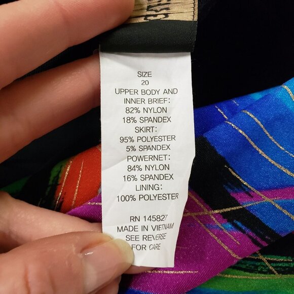 Great Lengths Womens One Piece Swimsuit Size 20 Black 90S Style Beachy Vacation - Picture 4 of 11